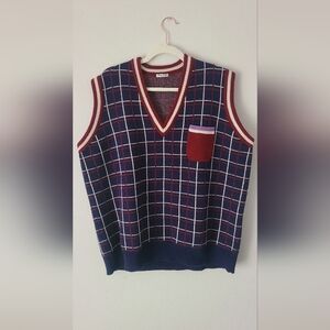 Miu Miu V-Neck Sweater in Blue and Red